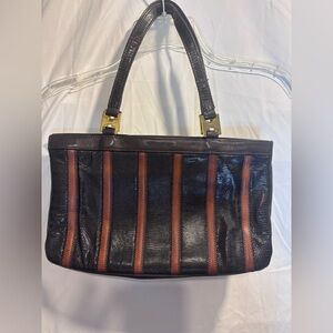Coblentz France Vintage 50’s/60’s Black and Brown Women's leather and gold bag